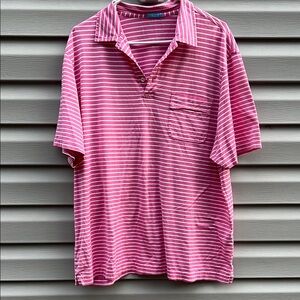 J. McLaughlin | Mens Pink White Stripe Polo Shirt size Extra Large